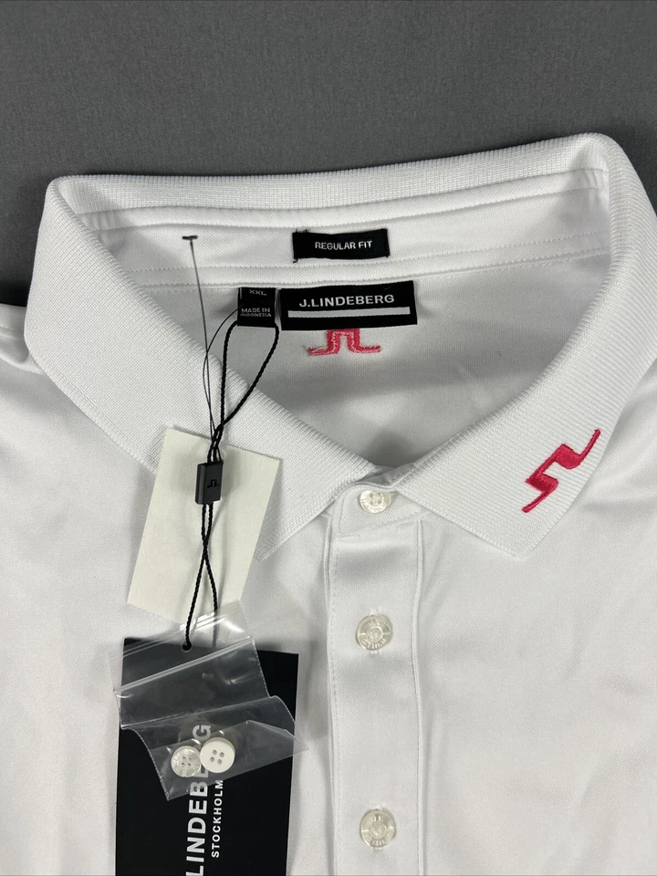 J Lindeberg Golf Shirt Polo Tour Tech Regular Fit XXL White Polyester MSRP $90 - Image 3 of 4