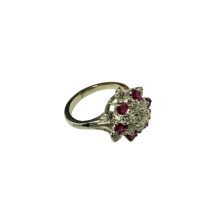 Platinum Ruby and Diamond Expandable Cluster Ring… - image 4
