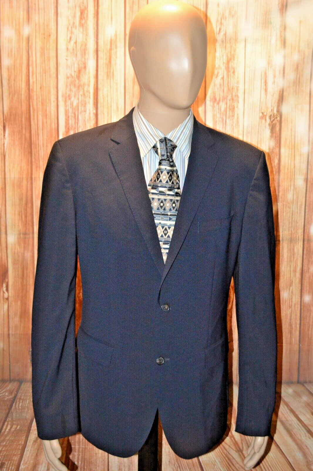 Hugo Boss Men Stretch Wool Blend Navy Blue 2 Button Sports Coat Sz 40R