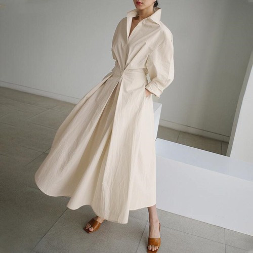 BOHO Womens Cotton Linen Maxi Dress Ladies Long Sleeve Casual Swing Shirt Dress - Picture 5 of 15