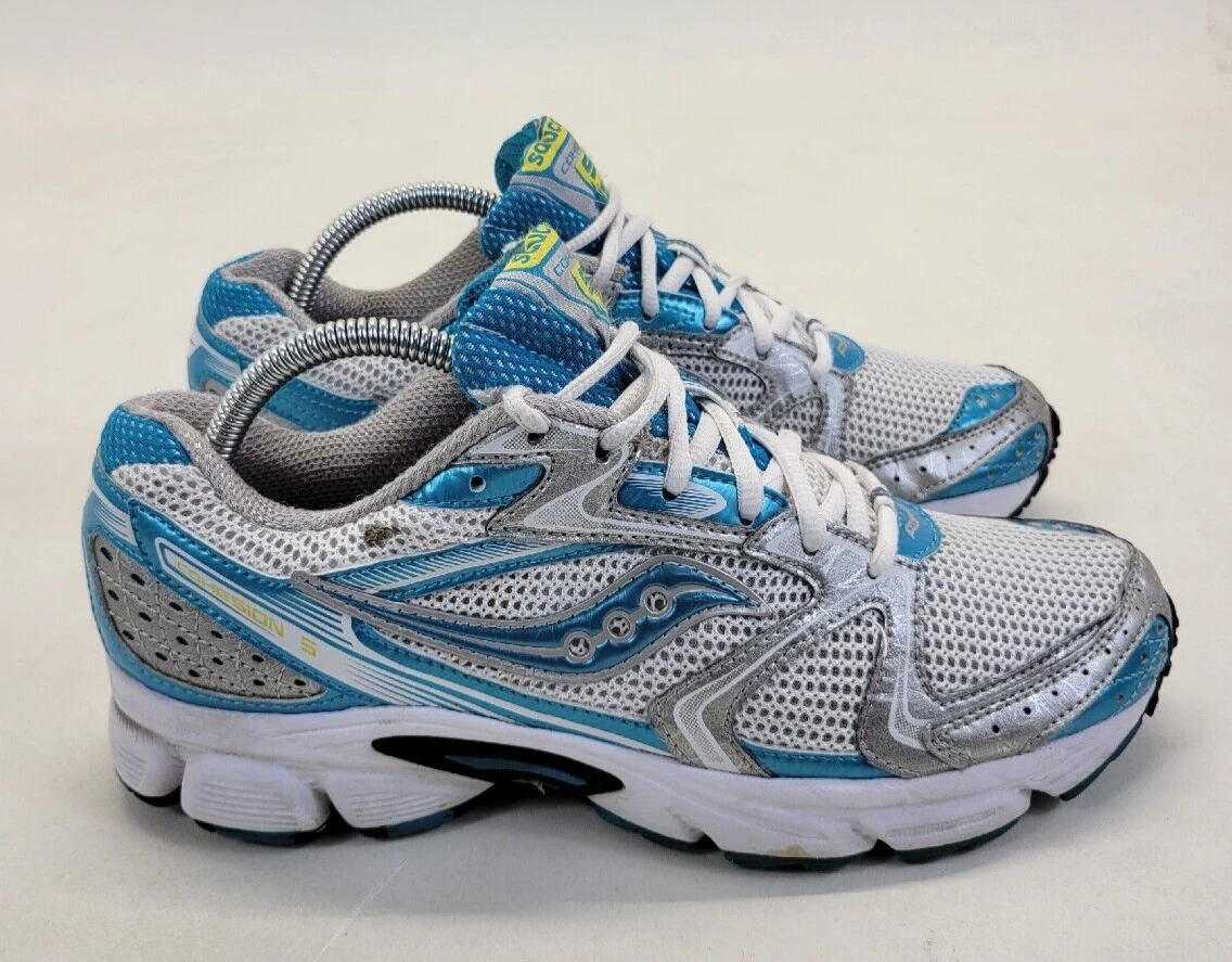 Saucony Cohesion 5 White Blue Size 9.5 Womens Running Shoes 15118