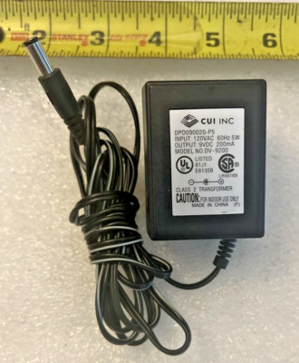 CUI STACK DPD090020-P5 DV-9200 9V 200mA AC Adapter Power Supply