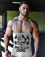 Men's Fashion Dog Muscle Cotton Bodybuilding Tank Tops Stringer Muscle Vests