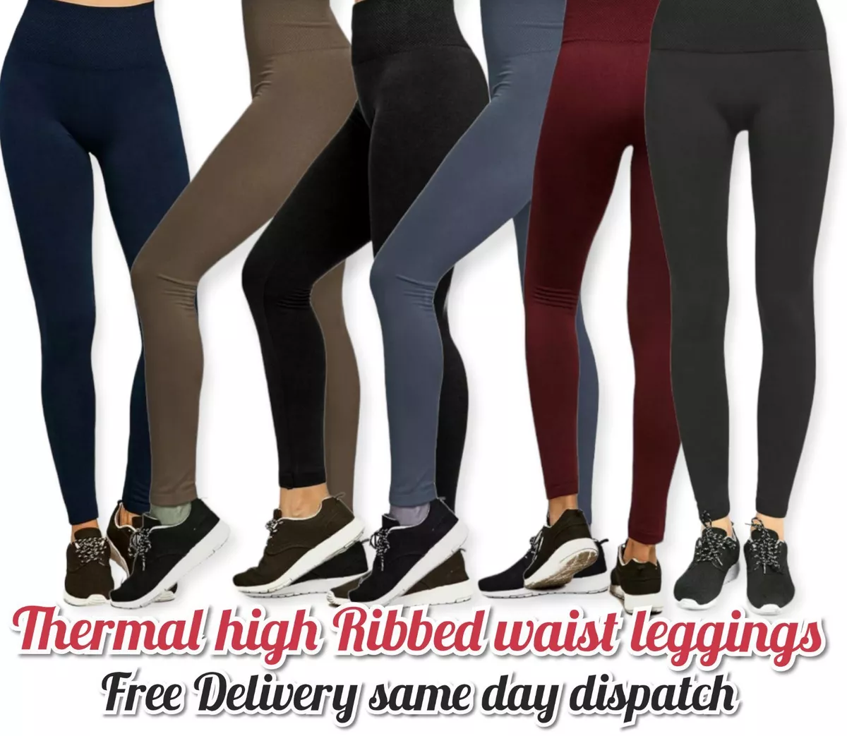 Ladies Thermal Leggings Thick Winter Fleece Lined Warm High Waist Tummy  Control