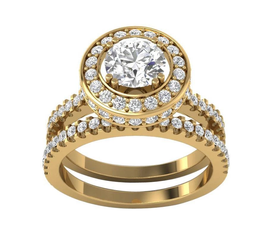 VS F 1.90 Ct Round Lab Grown Diamond Bridal Engagement Ring Set 10K Rose Gold - Image 3 of 4