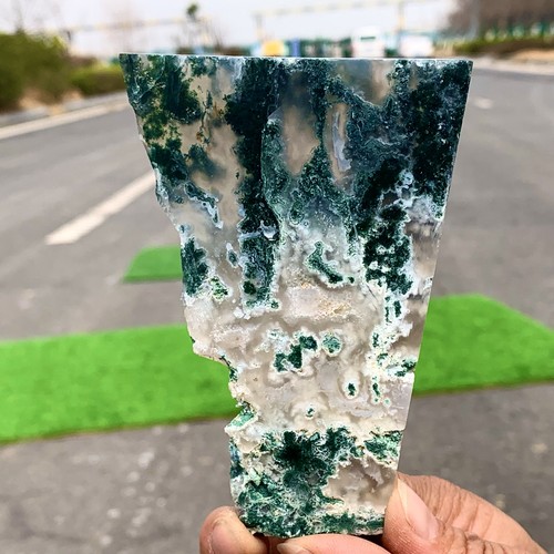 94G Fetta di Agata Muschio Naturale Cristallo Quarzo Minerale Decorare Energia Guarigione - Foto 2 di 23