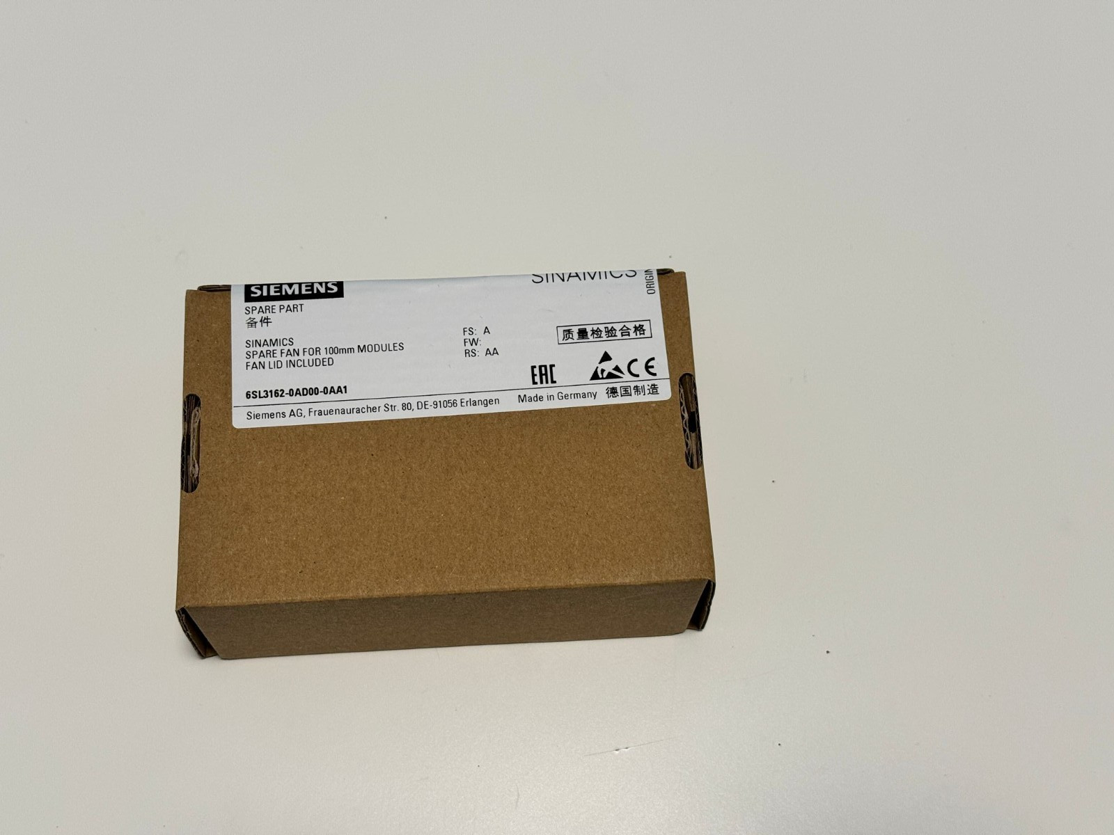 New Siemens Sinamics Fan For 100mm Modules, 6SL3162-0AD00-0AA1