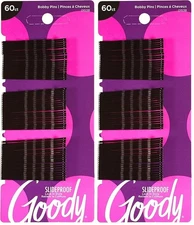 Goody Styling Essentials Bobby Pins  Black  2 Inches  60 Count (Pack of 2)