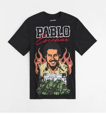Pablo Escobar Reason Embroidered T-Shirt Men s Size L el Chapo Colombia Black
