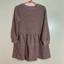 Cat  Jack Girls XS 4/5 Pink Black Dot Long Sleeve Dress Pockets