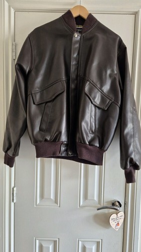 VTG Small Londra Parigi Italy 46" S Chocolate Brown Faux Leather Jacket Small - Picture 3 of 9