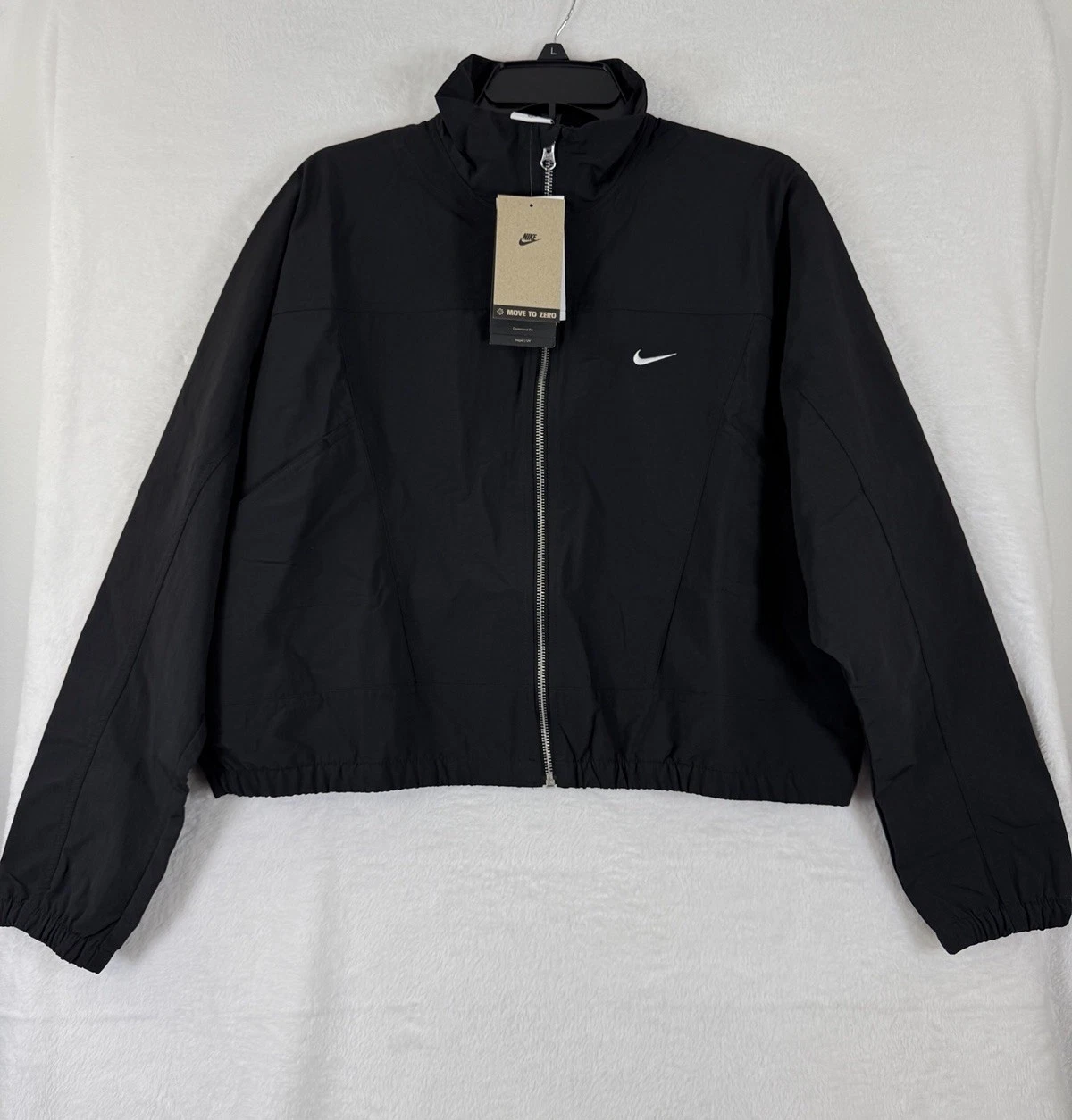 Nike Sportswear Jacket Large Womens Everything Wovens Black Full Zip Cropped NWT