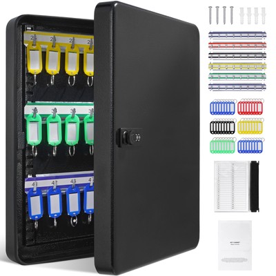 Uimoso 48-Key Cabinet Key Safe with Combination Lock & Keys Adjustable Racks