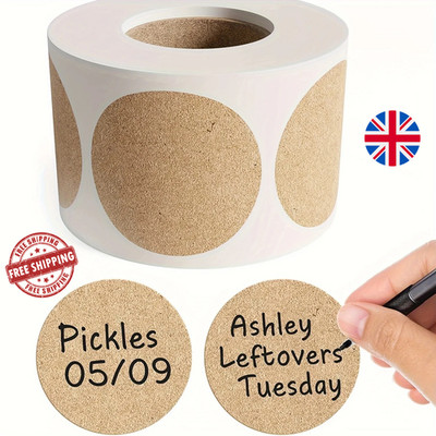 500 Kraft Runde Selbstklebende Etiketten Rolle-beschreibbares Papier Name Aufkleber zum Basteln