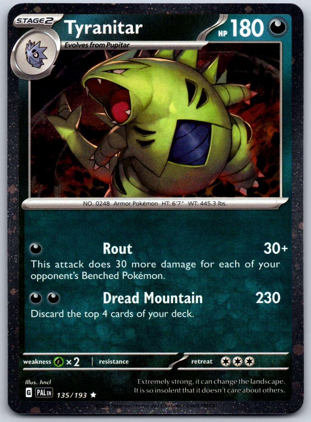 Pokemon TCG Tyranitar (Paldea Evolved Stamp) 135/193 Holo NM