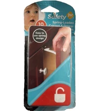Safety 1st Spring-Loaded Cabinet & Drawer Latches, 10 Pack (White)