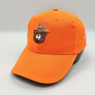 Smokey Bear Hat Cap Strapback Blaze Orange Hunting Fire Prevention