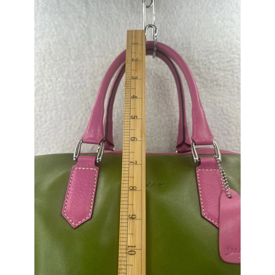 Bolso de mano de cuero rosa verde JAMAH bolso médico asa superior cartera vintage Foto 3 de 4