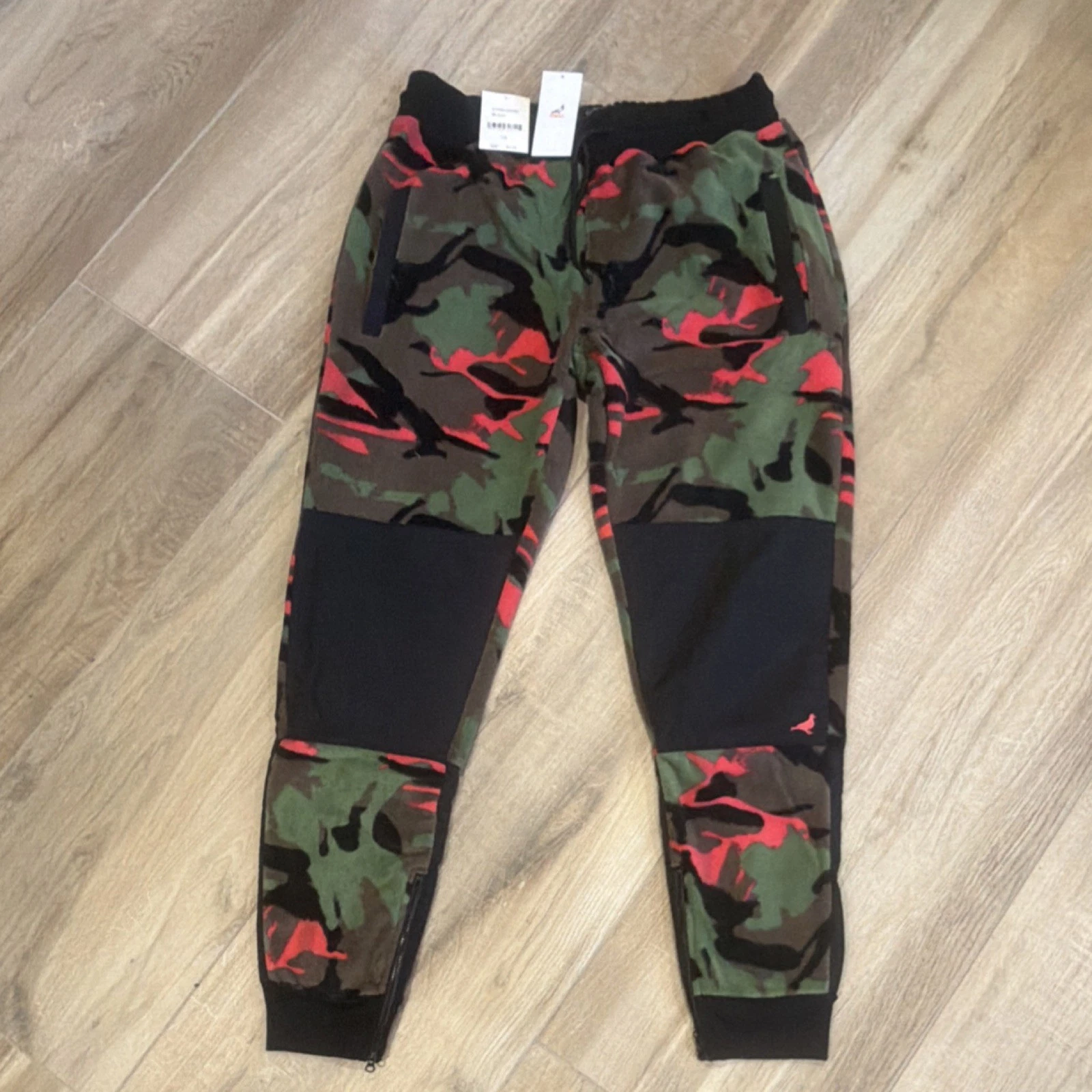 Staple Camo Sweatpants Jogger Pants L Black Green Red Cotton Blend Pockets