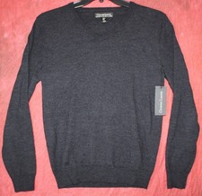 Christian Lacroix Mens Black 100 Extra Fine Merino Wool V-Neck Sweater NWT L