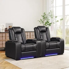 CANMOV  Theater Seating Set of 2, PU Leather Electric Recliner Chair