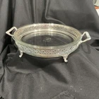 Vintage Rare Italian Silver Plated Serving Dish With Clear Glass Pyrex Dish