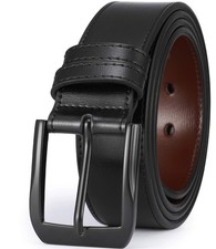 Men  s Casual Leather Jeans Belts 1 1/2  Wide 4MM Thick Alloy Prong Buckle Wor...