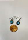 925 Sterling Blue Faux Opal Inlay Oval Drop Hook Earrings 2.3g — photo 2