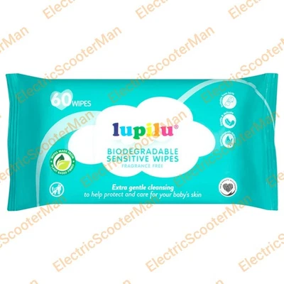 Lupilu Biodegradable Sensitive Baby Wipes Fragrance Free (Pack of 60 Wipes)