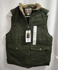 WP WEATHERPROOF Men's Workwear Vest Size Small Olive Green Quilted Sherpa