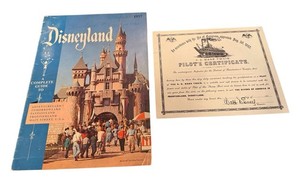 Vintage 1957 Disneyland Guide Souvenir Book & Pilots Certificate Frontierland
