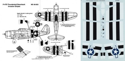 Microscale Decals 1/48 P-47D Thunderbolt Razorback D-Day Invasion Stripes