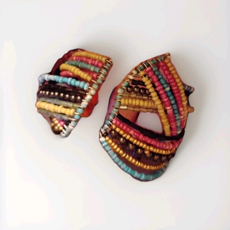 Pulsera elástica cruzada de cuentas pequeñas de bronce coral rojo turquesa - Foto 3 de 3