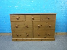 CORNDELL CHUNKY WOOD 4+3 DRAWER WIDE CHEST H89cm W141cm - VISIT OUR WAREHOUSE