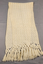 Light Cream 50x14   Shawl Scarf Fringe Soft Crocheted Cozy