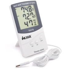 iKKEGOL Dual Sensor LCD Display Indoor Outdoor Digital Thermometer White
