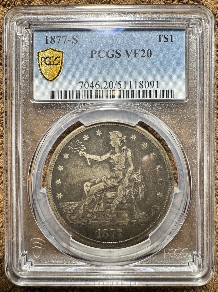 1877-S Trade Dollar • T$1 • PCGS VF20 • Very Fine Silver Coin • Problem Free - Image 4 of 4