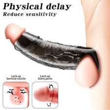 Penis Enlarger Sheath Male Penis Sleeve Girth-Reusable Condoms-Extender-Enhancer