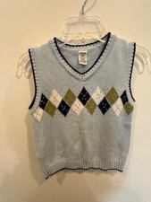 VINTAGE Gymboree Boy Blue Argyle Sweater Vest Size L 2002 