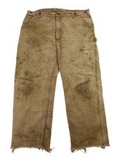 CARHARTT B11 BRN Carpenter Duck Canvas Distressed WORK PANTS Jeans  40 x 30