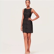 Ann Taylor LOFT Eyelet Dress Women’s 6 Black 100% Cotton Sleeveless Party date