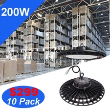 10 Pack 200W UFO Led High Bay Light Commercial Industrial Factory Warehouse Shop