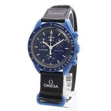 Omega SO33N100 MoonSwatch Deep Navy Uhr Nylon Bio Keramik Chronograph