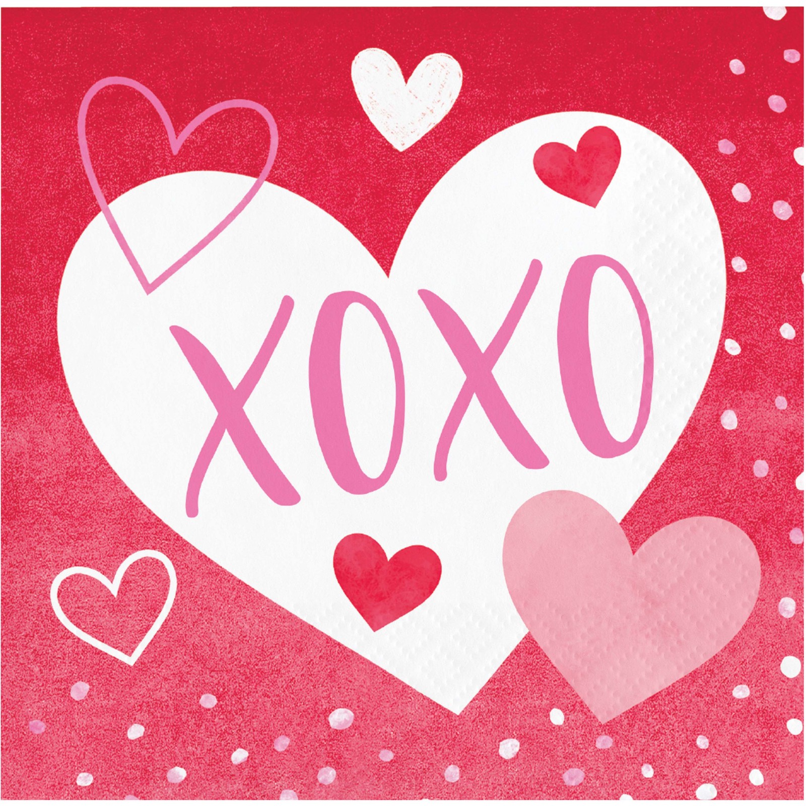 XOXO Heart Beverage Napkins Pack of 16 Valentine’s Day Party Paper Napkins