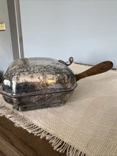 Sheffield Silver Co Silverplate Silent Butler Crumb Catcher Wood Handle MCM