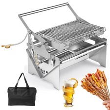 Gasgrill Tischgrill Edelstahl Grillplatte 6,3kW Brenner BBQ Smash Burger XXL