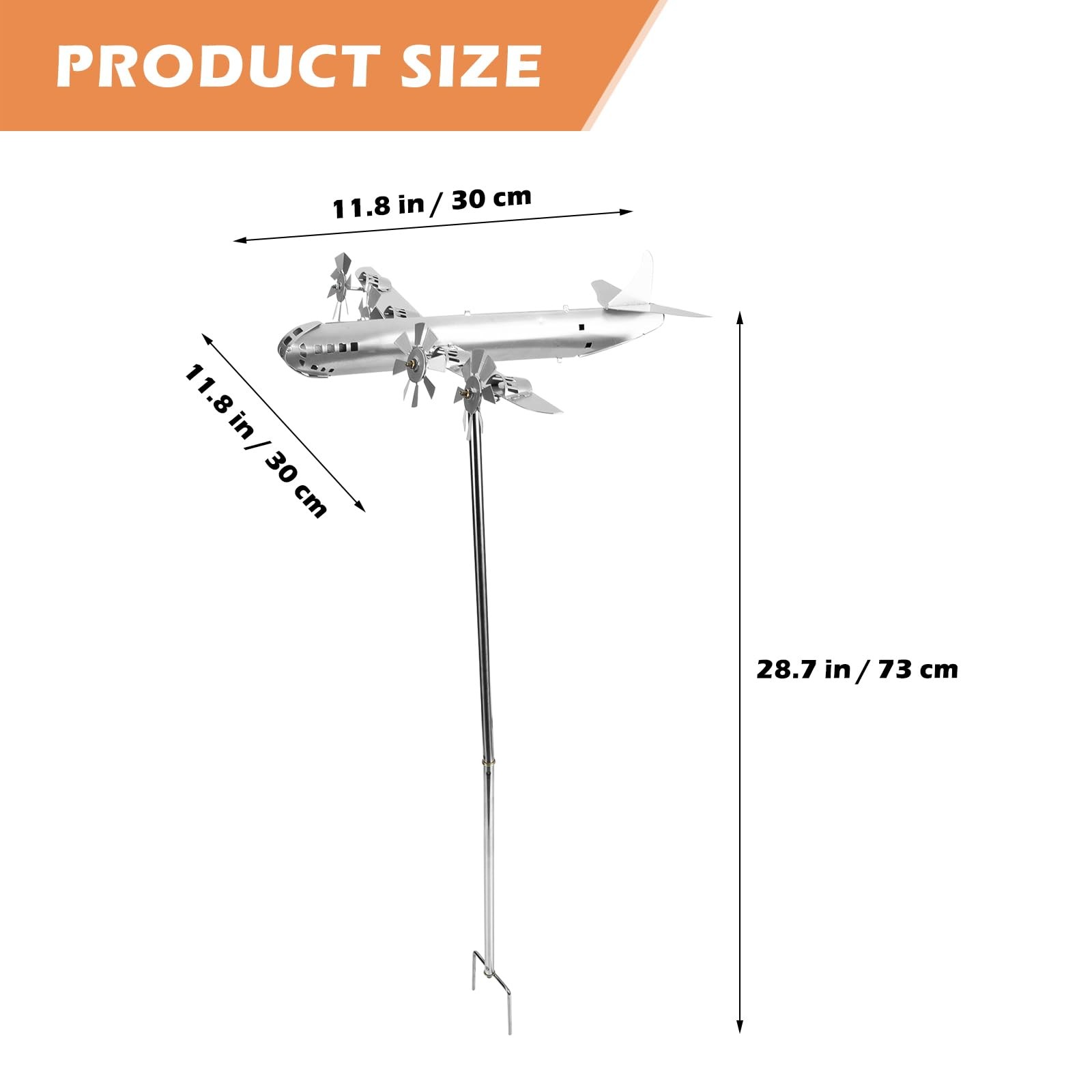 Airplane Windmill Iron Crafts for Outdoor Garden Decoration Vivid Sculpted Or...