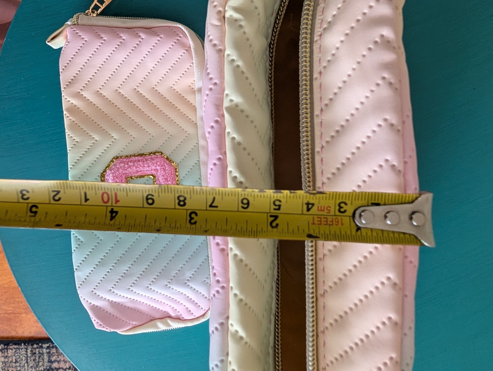 Personalized "C" Initial Preppy Patch Rainbow Makeup Bag Set 2 Pcs image 10