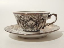 ANTICA TAZZINA CAFFE' PORCELLANA WINTERLING BAVARIA ART DECO DECORO ARGENTO