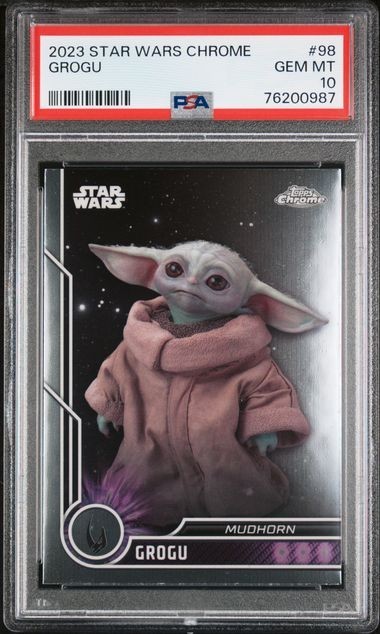 2023 TOPPS STAR WARS CHROME GROGU #98 PSA 10 view 1